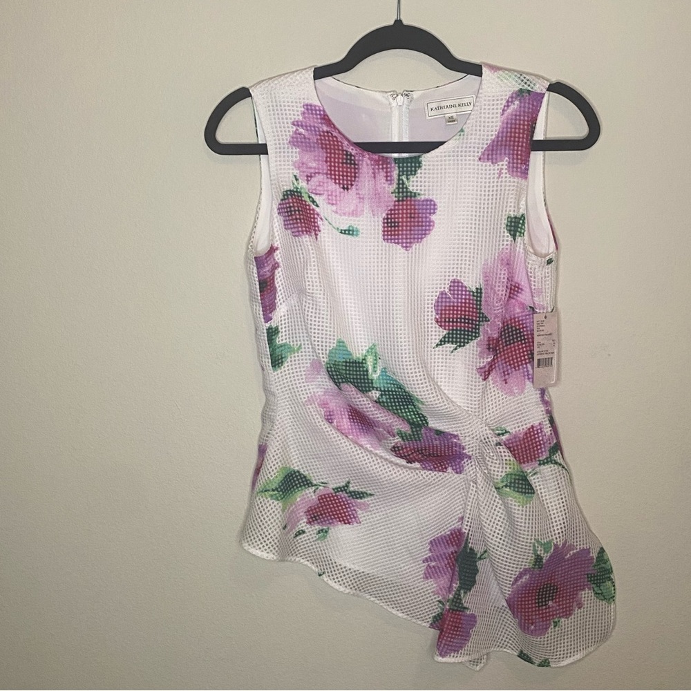 NWT- Katherine Kelly net asymmetrical blouse